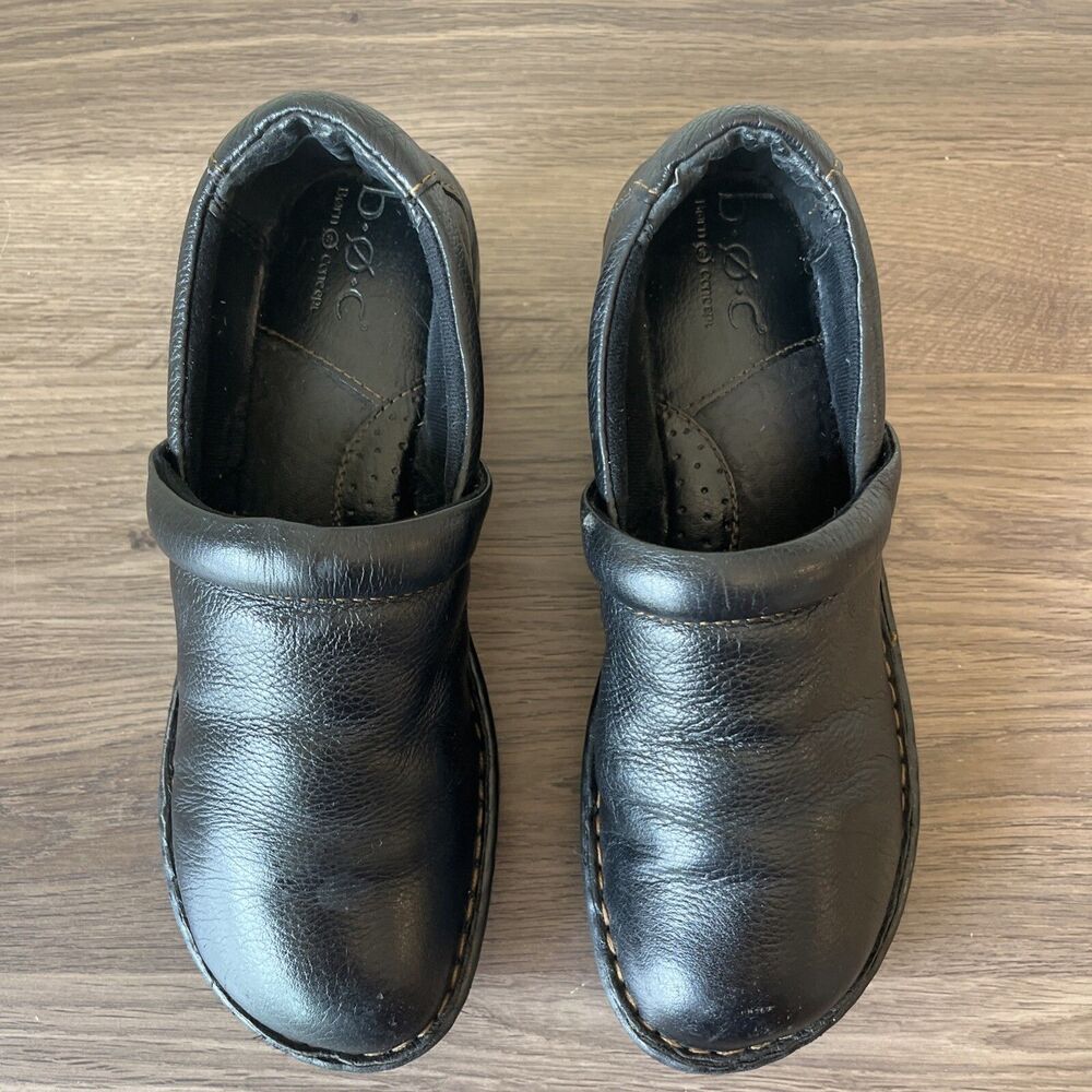 BOC Born Concept Women Size 7M Clogs Leather Mule, Nurse Shoe, BC3632, Black